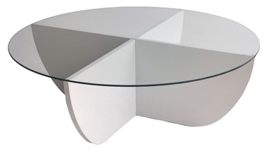 Kafijas galdiņš Kalune Design Lily, caurspīdīga/balta, 900 mm x 900 mm x 300 mm