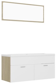 Vannitoakapp valamuga VLX 3070897, valge/tamm, 38.5 x 100 cm x 46 cm