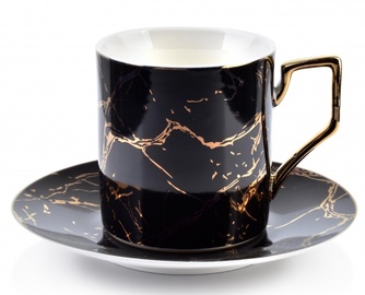 Чашка с блюдцем AffekDesign Cristie, 2 шт., золотой черный, 0.250 л