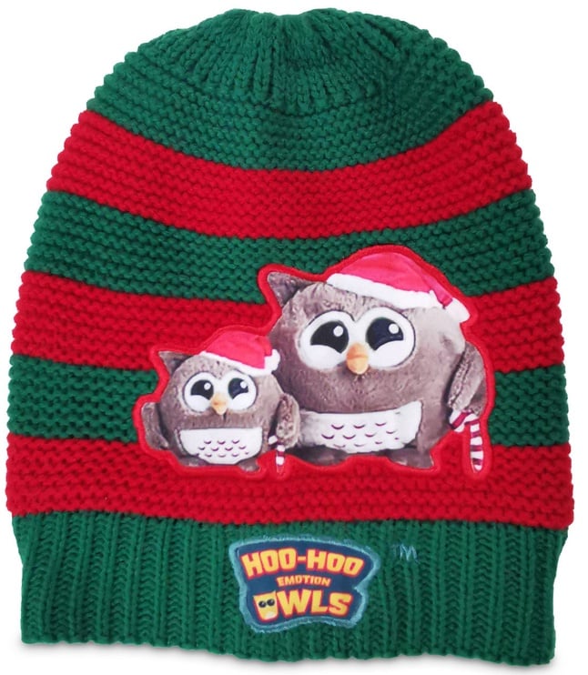 Ziemas cepure Dormeo Hoo-Hoo Emotion Owl, sarkana/zaļa