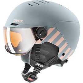 Лыжный шлем Uvex Rocket JR Visor, светло-розовый/зеленый, 51-55 см