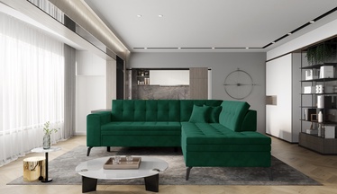 Stūra dīvāns Lanvin Lukso 35, tumši zaļa, labais, 210 x 260 cm x 93 cm