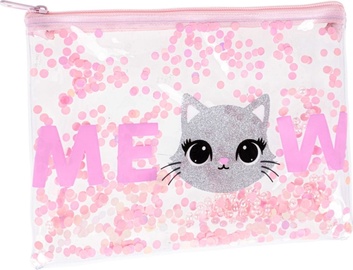 Пенал Starpak Meow, 24 см x 2 см, прозрачный/розовый