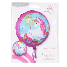 Фольгированный шар Anagram Magical Unicorn, белый/розовый