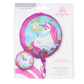 Fooliumist õhupall Anagram Magical Unicorn, valge/roosa