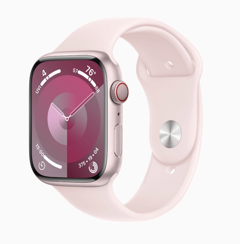 Умные часы Apple Watch Series 9 GPS + Cellular 45mm Pink Aluminium Light Pink Sport Band S/M, розовый