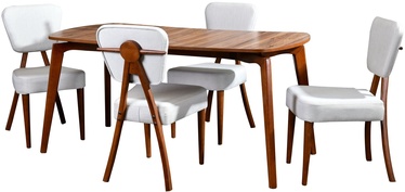 Ēdamistabas komplekts Kalune Design Tia, krēmkrāsas/valrieksts