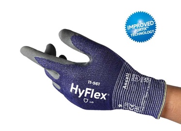 Darba cimdi pret sagriešanu izturīgi Ansell HyFlex 11-561, neilons/poliesters/elastāns, zila/pelēka, 8