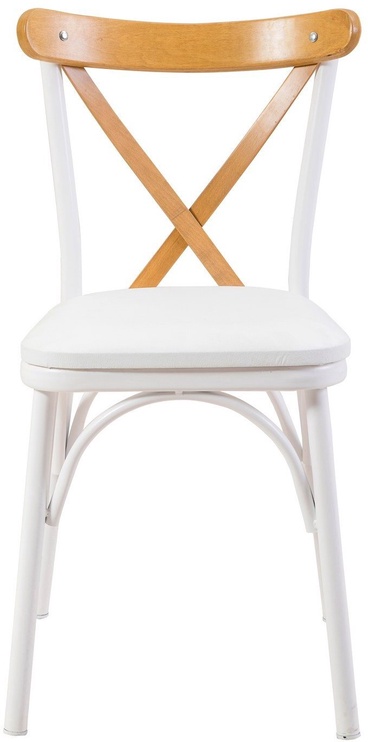 Ēdamistabas komplekts Kalune Design OLV-SA-TK3, balts/brūns/koka