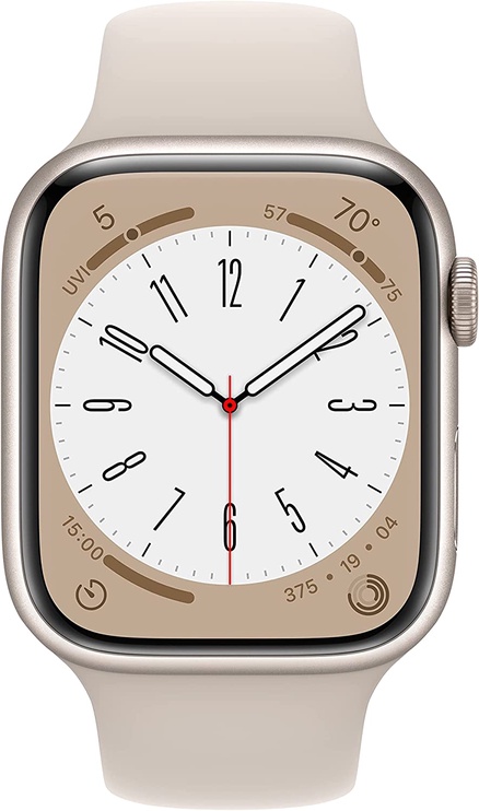 Viedais pulkstenis Apple Watch Series 8 GPS 45mm Starlight Aluminium Case with Starlight Sport Band - Regular, bēša