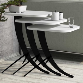 Kafijas galdiņš Kalune Design Pion, balta/melna, 600 mm x 350 mm x 450 mm