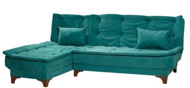Stūra dīvāns Hanah Home Kelebek Köþe, tumši zaļa, kreisais, 107 x 225 cm x 81 cm