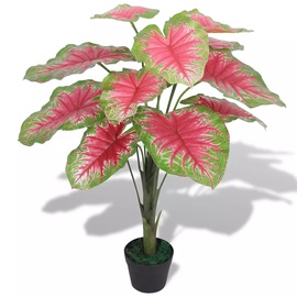 Искусственные цветы в вазоне VLX Caladium, красный/зеленый