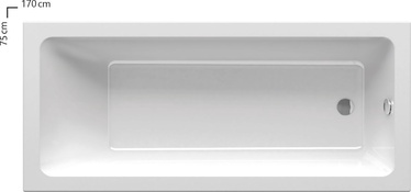 Vann, sisseehitatav/nurgaga Ravak Slim 10°, 170 cm x 75 cm x 58.5 cm, ristkülik