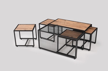 Набор журнальных столиков Kalune Design Matruþka 9534, черный/ореховый, 90 см x 90 см x 45 см