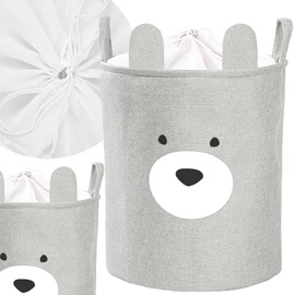 Veļas grozs Sipo Premium Bear, 63 l, pelēka, 40 cm x 40 cm