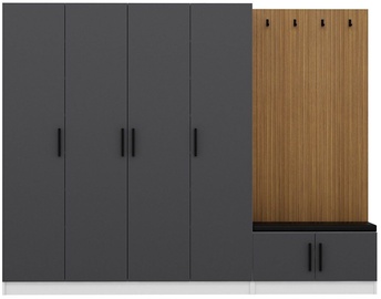 Гардероб для прихожей Kalune Design Noah 8297, антрацитовый, 35 см x 270 см x 210 см