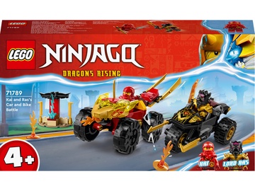 Konstruktor LEGO® NINJAGO® Kai ja Rasi auto- ja mootorrattalahing 71789, 103 tk