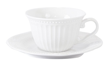 Чашка с блюдцем Home4you Sofia 2, белый, 0.180 л