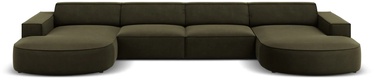 Dīvāns Micadoni Home Jodie Velvet Rounded Panoramic 6 Seats, zaļa, 364 x 166 cm x 70 cm
