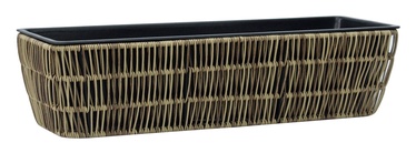 Puķu pods Home4you Wicker 38083, plastmasa/metāls, 600 mm x 190 mm, gaiši brūna
