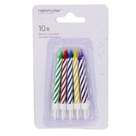 Свеча на день рождения Riethmuller Candles With Holders, синий/белый/красный/зеленый/фиолетовый/многоцветный, 10 шт.
