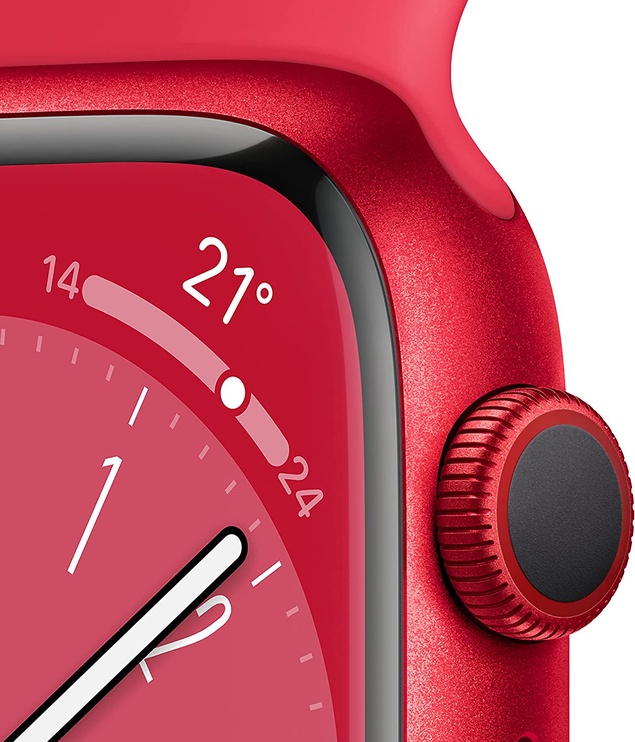 Nutikell Apple Watch Series 8 GPS + Cellular 45mm RED Aluminium Case with RED Sport Band - Regular, punane