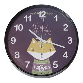 Sienas kvarca pulkstenis Besk Fox, violeta, plastmasa, 30 cm x 30 cm, 30 cm