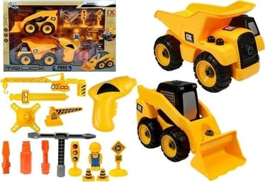 Transporta rotaļlietu komplekts Lean Toys Super Builders 4615, dzeltena/daudzkrāsaina