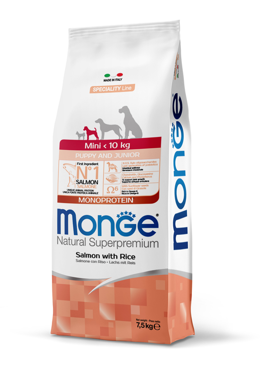 Sausā suņu barība Monge Speciality Line Mini Salmon & Rice, rīsi/lasis, 7.5 kg