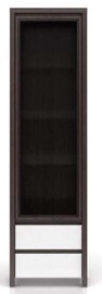 Шкаф-витрина Kaspian S128-REG1W2S-WE/BIP, белый/темно коричневый, 56 см x 40.5 см x 200.5 см