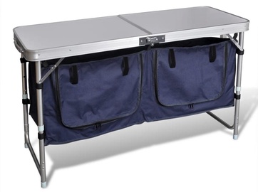 Kempinga galds VLX Foldable Camping, zila/sudraba, 120 x 47 x 68 cm