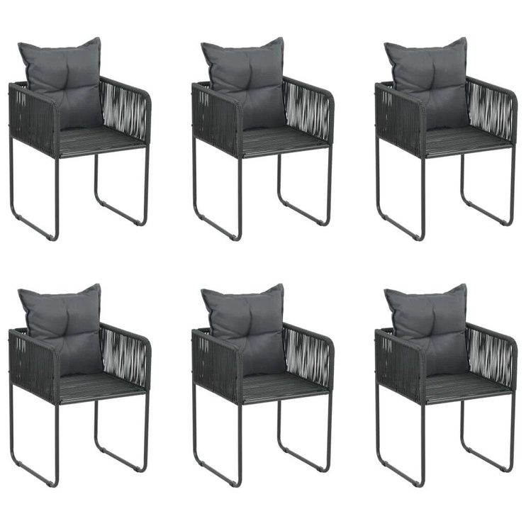 Tool VLX Poly Rattan 313108, must/hall, 6 tk (kahjustatud pakend)