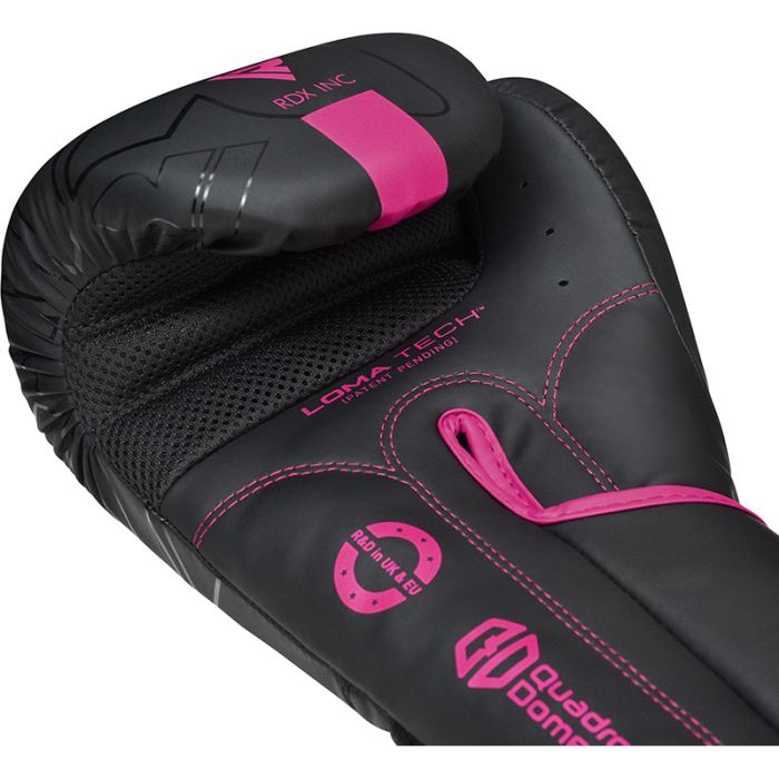 Боксерские перчатки RDX F6 Matte BGR-F6MP-12OZ, черный/розовый, 12 oz