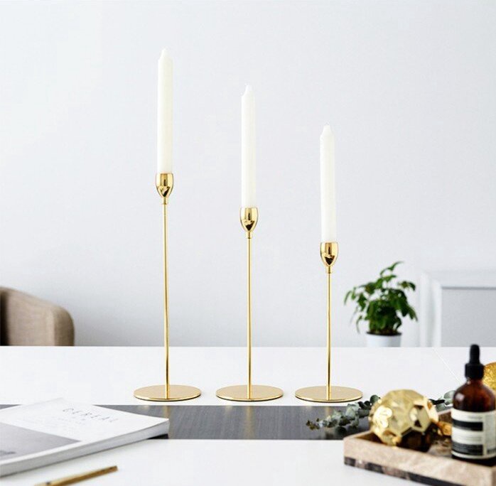Svečturis Candlestick Set, metāls, zelta