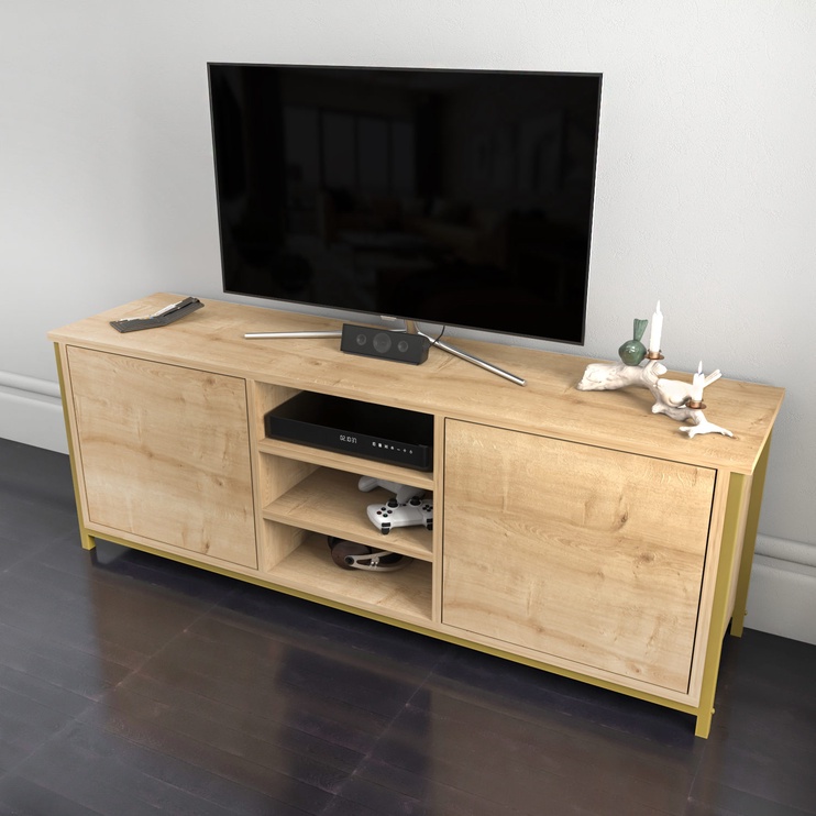 TV-laud Kalune Design Otis, pruun/kuldne, 35.3 cm x 140 cm x 50.8 cm