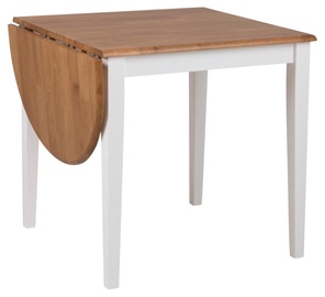 Обеденный стол c удлинением Actona Brisbane Square, белый/дубовый, 750 - 1150 мм x 750 мм x 740 мм