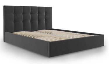 Кровать двухместная Micadoni Home Phaedra Velvet, 180 x 200 cm, темно-серый, с решеткой