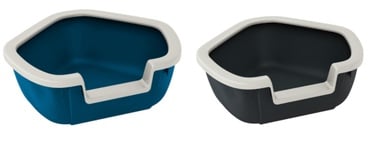 Кошачий туалет с рамкой Ferplast Dama, синий/белый/черный/, oткрытый, 57.5 см x 51.5 см x 22 см