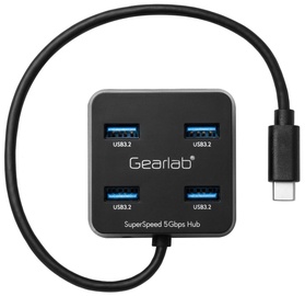 USB sadalītājs Gearlab 4 Port USB 3.2 Hub with USB-C USB-C male, 4 x USB female, melna