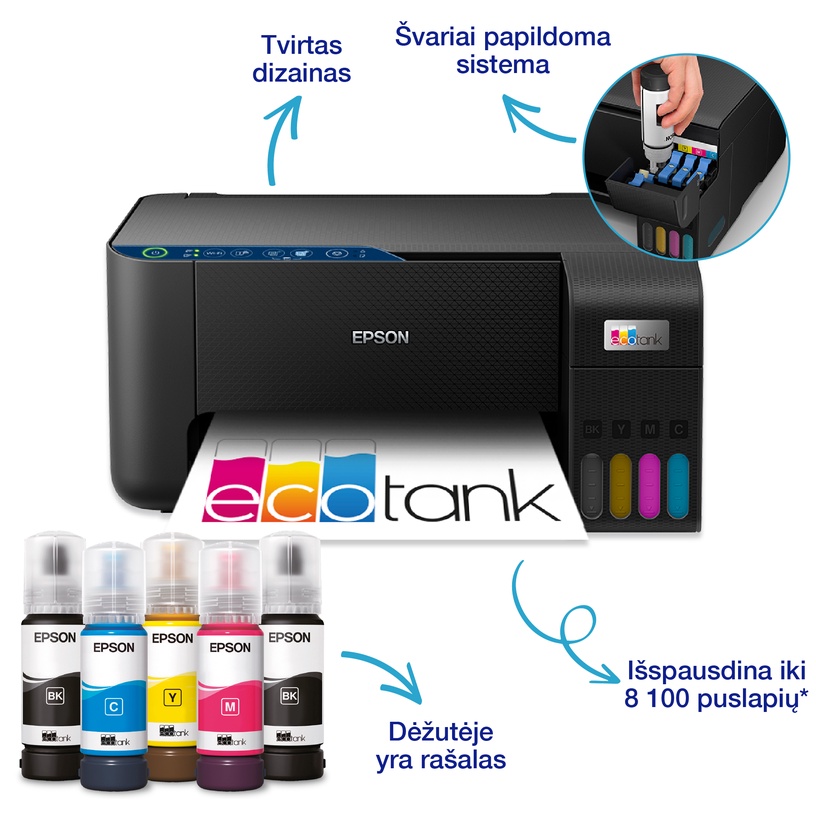 Daudzfunkciju printeris Epson EcoTank L3271, tintes, krāsains