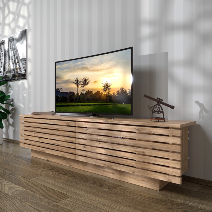 TV-laud Kalune Design Beta Fluto, valge/pähklipuu, 144 cm x 25 cm x 39.5 cm