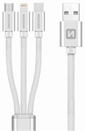 Провод Swissten, Micro USB/USB/Apple Lightning/USB-C, 1.2 м, белый