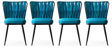 Ēdamistabas krēsls Kalune Design Kusakli 158, zila/zelta, 4 gab.