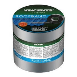 Bituumenlint Vincents Polyline Roofband 15cm x 10m Alu, alumiinium/bituumen, 15 cm x 1000 cm, alumiinium