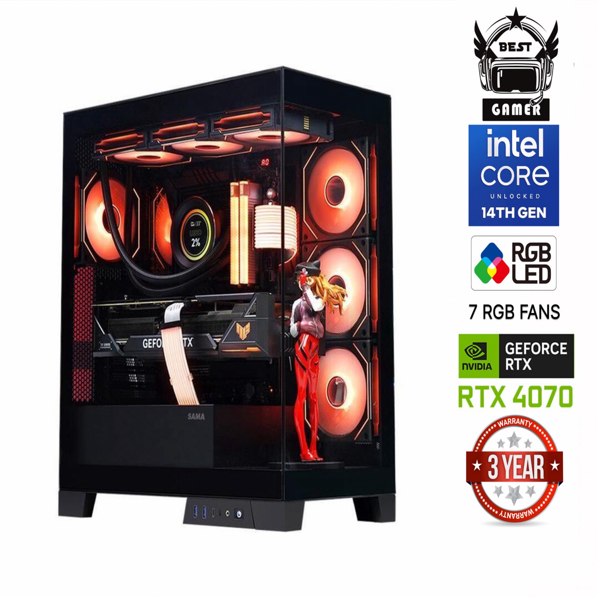 Стационарный компьютер MDATA GAMING Core i7-14700F, 16 GB, 512 GB SSD ...