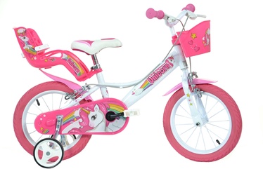 Детский велосипед Dino Bikes, белый/розовый, 14″
