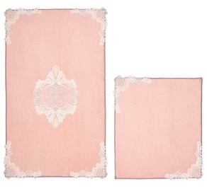 Vannitoamattide komplekt Foutastic Bathmat Set 394ANR1553, valge/roosa, 1000 mm x 600 mm