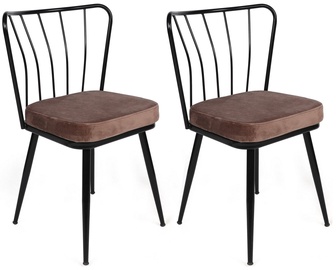 Стул для столовой Kalune Design 947 V2 974NMB1723, матовый, черный/светло-коричневый, 42 см x 43 см x 82 см, 2 шт.