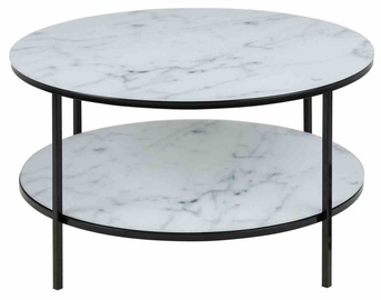 Kafijas galdiņš Alisma, balta/melna, 80 cm x 80 cm x 45 cm